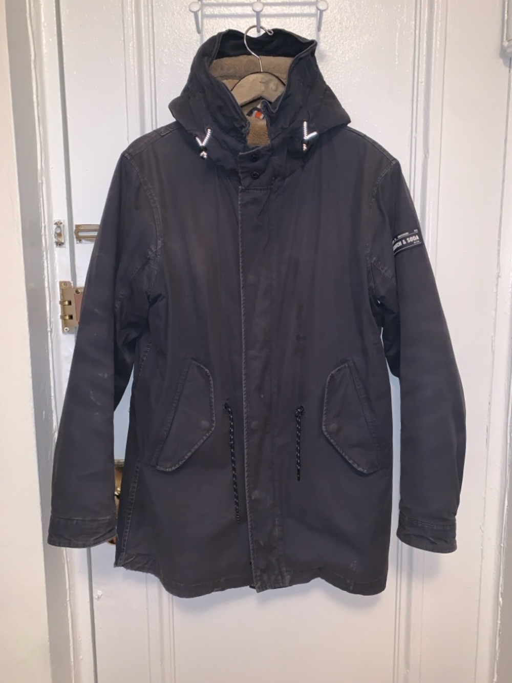 Scotch and Soda Black Hooded Parka Jacket